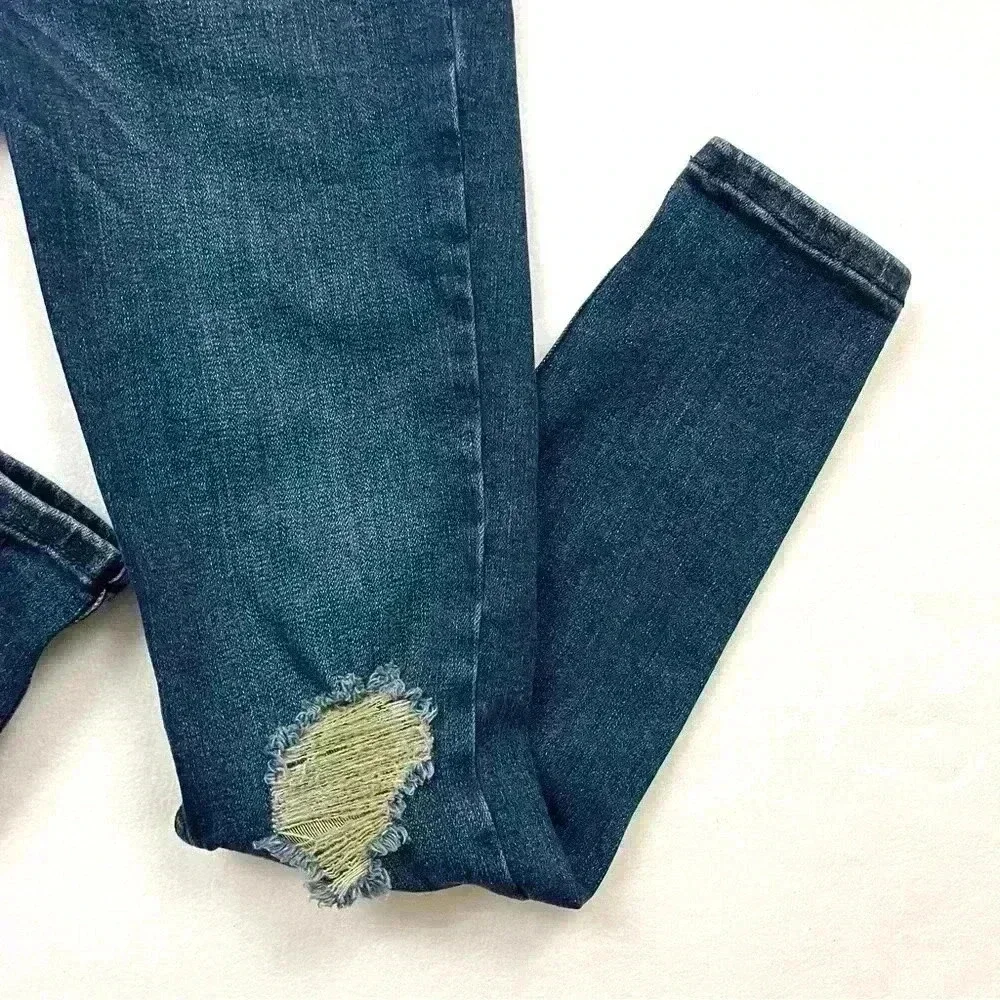 Free‎ People Button Fly Sabrina Distressed High Waist Skinny Jeans Size 28